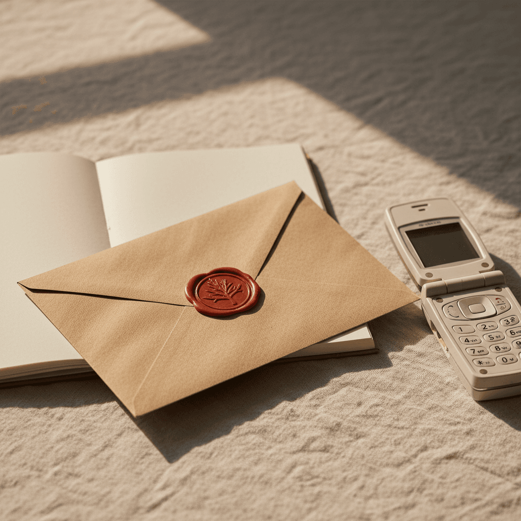Smartphone affichant l'interface de Telegram, posé sur un bureau, fond sombre