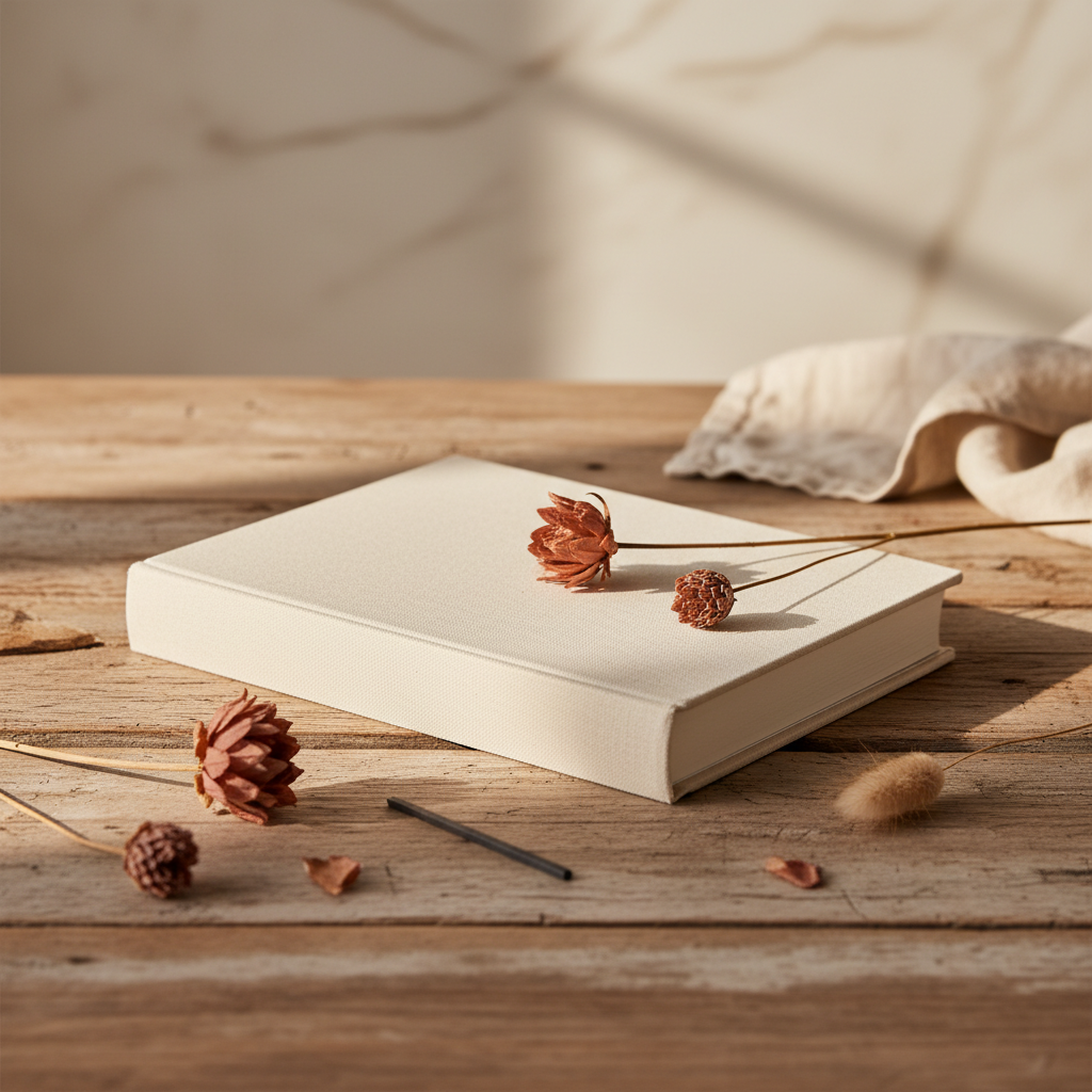 Main écrivant sur une feuille de papier blanc posée sur un bureau en bois, lumière naturelle