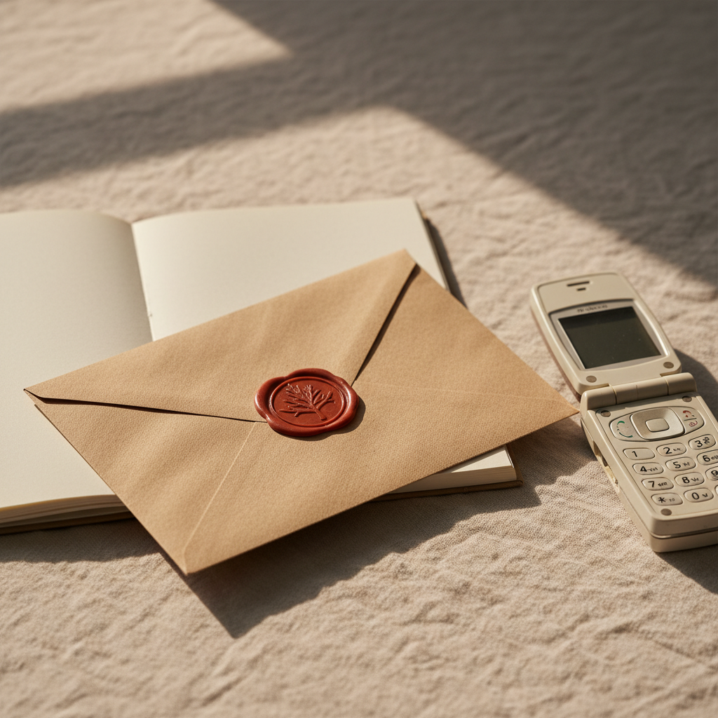 Smartphone affichant l'interface de Telegram, posé sur un bureau, fond sombre